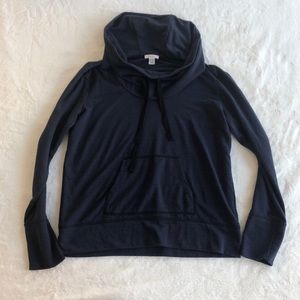 cowl neck kangaroo pocket lightweight sweatshirt